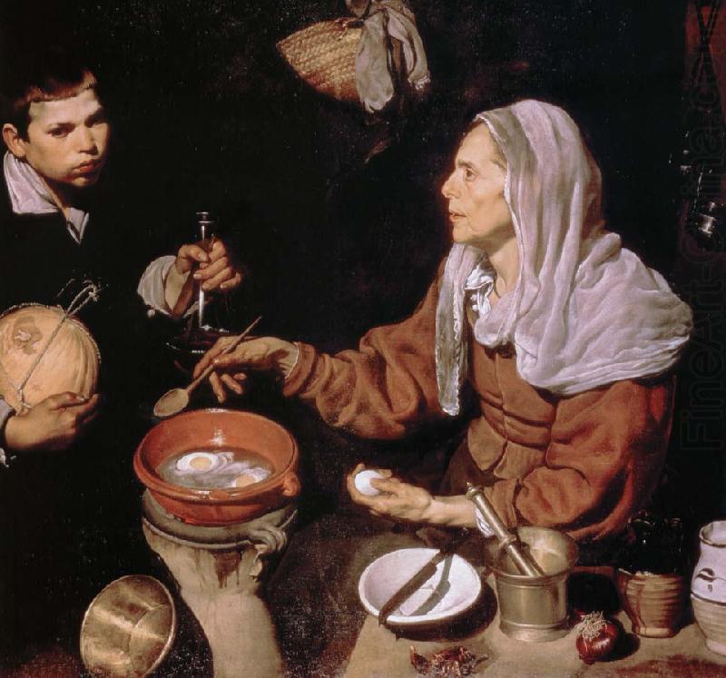 Diego Velazquez gammal kvinna tillagar agg china oil painting image